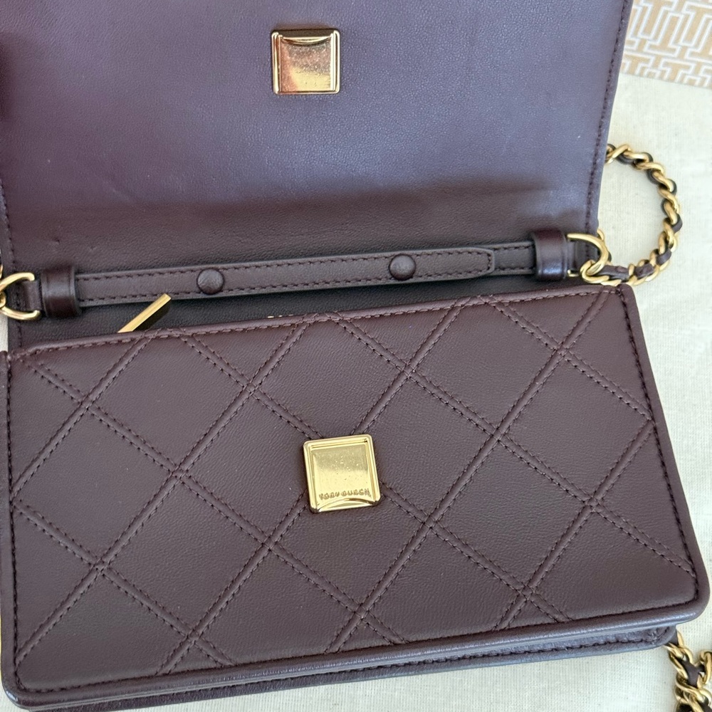 448! New TORY BURCHFLEMING SOFT CHAIN WALLET Color ALBAROSSA - Picture 6 of 12